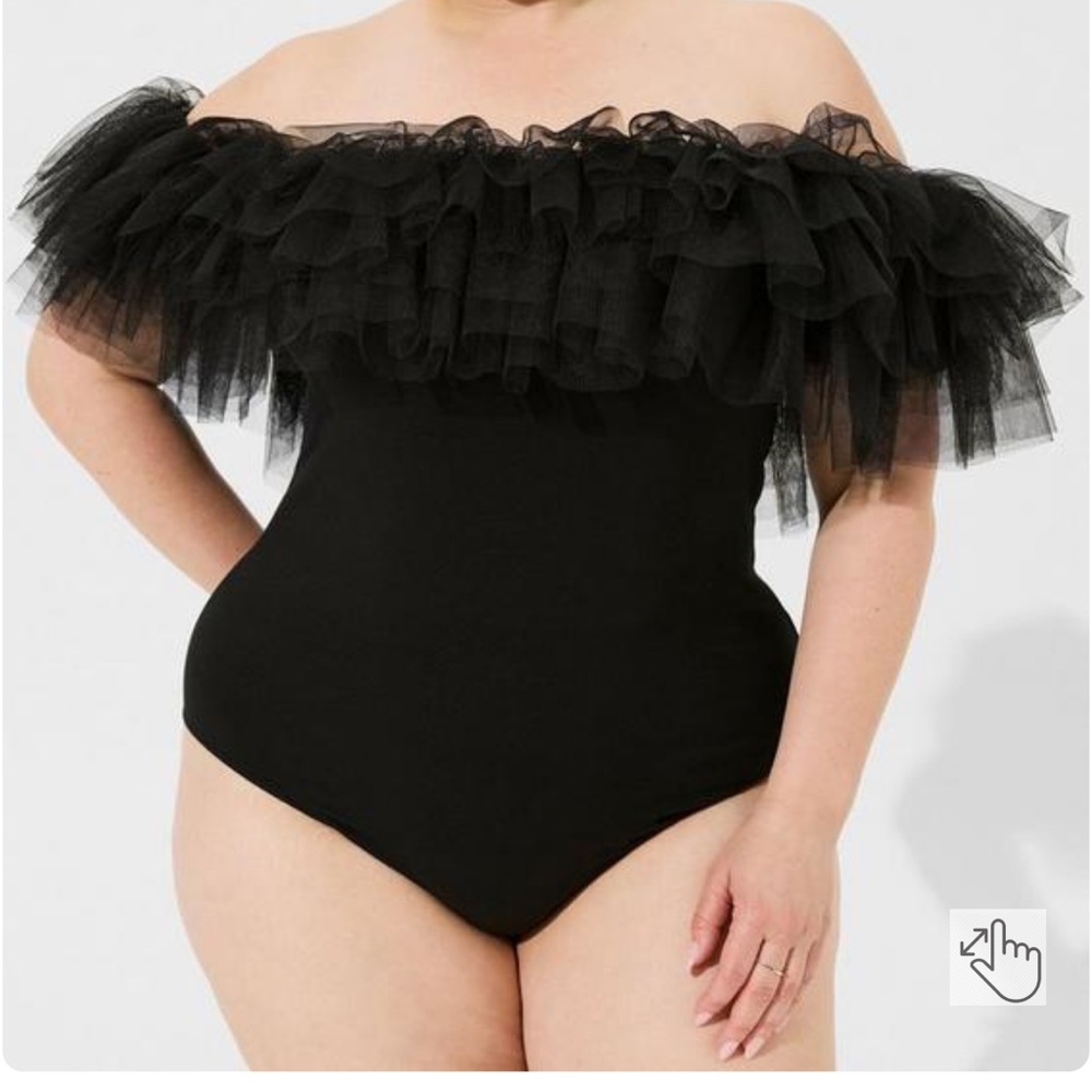 Torrid Foxy Off The Shoulder Tulle Bodysuit